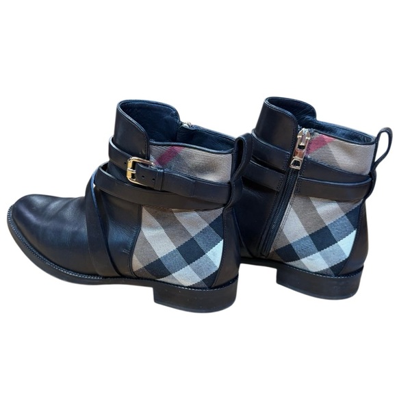 Burberry Pryle Boots Women 37 Black House Check Leather - Picture 5 of 11